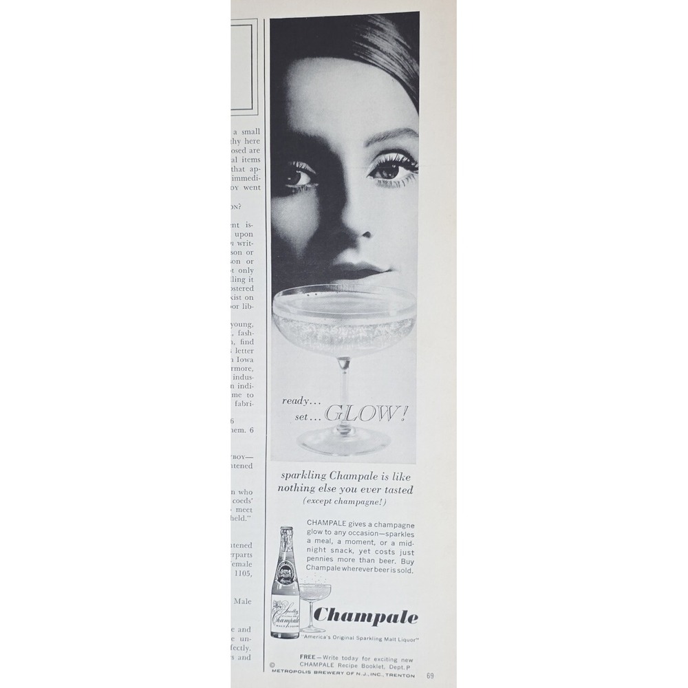 Vintage 1964 Champale Sparkling Malt Liquor Advertisement "Ready Set Glow" Ad